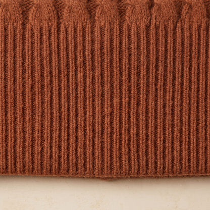 HAB04 Men's Cashmere Beanie - Heritage Cable Knit Amber 2