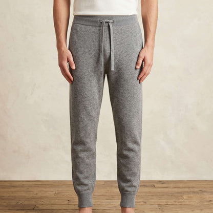 Zenith Natural Undyed Himalayan Cashmere Jogger For Men in Mid Grey Melange — Himalayan cashmere, view 1