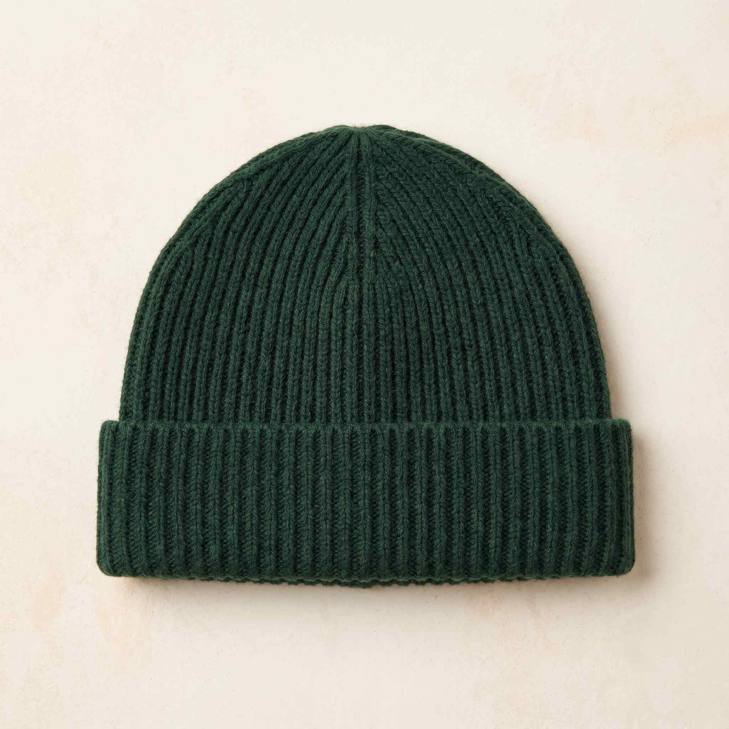 Men's hand-knit ribbed cashmere beanie, Noma in Pine - view 1