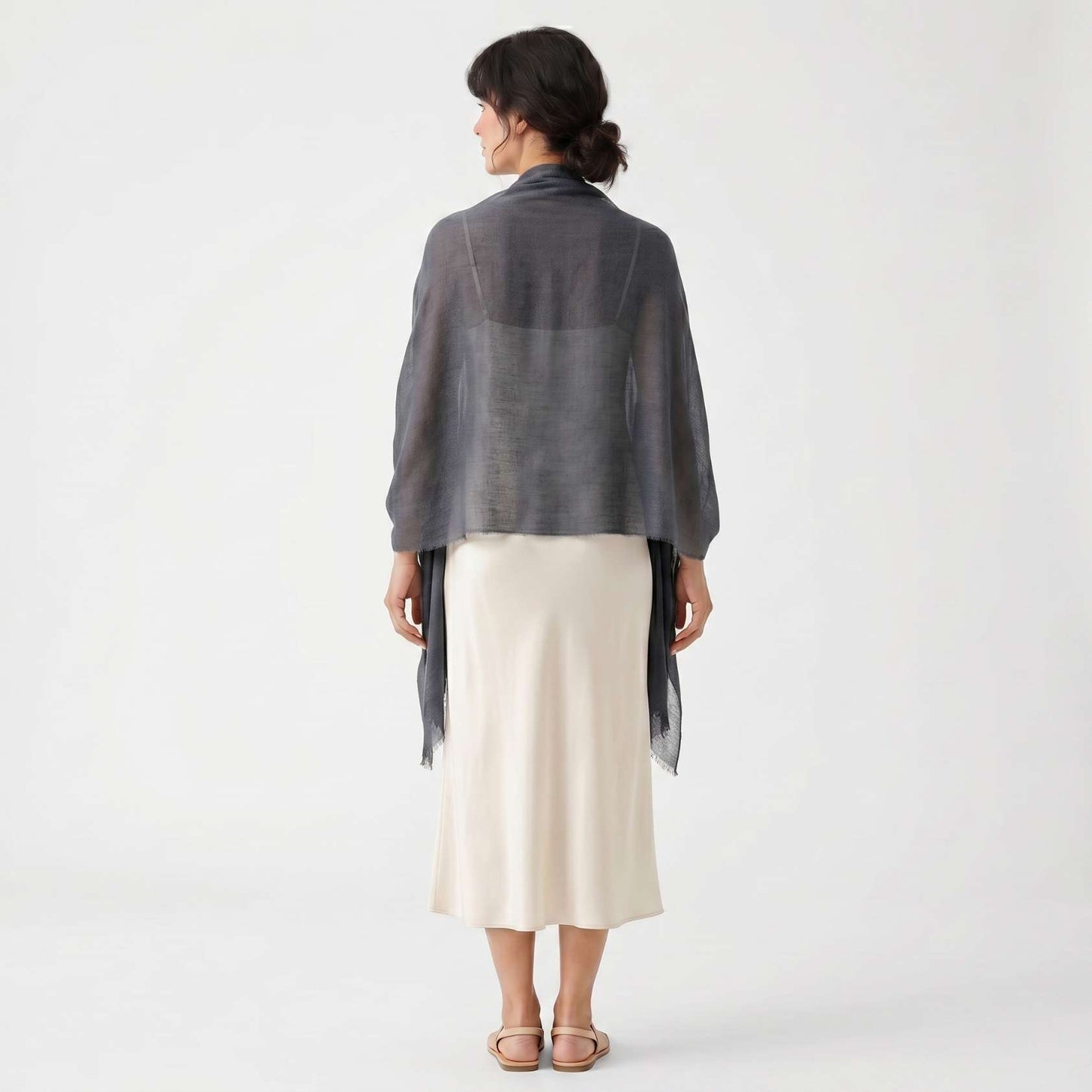 Himalayan Mist and Twilight Grey Cashmere Pashmina Shawl