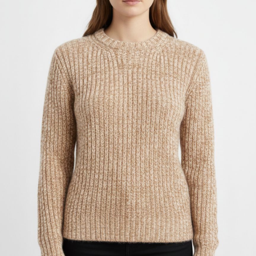 Ella Ribbed Hand-Knitted Himalayan Cashmere Sweater For Women