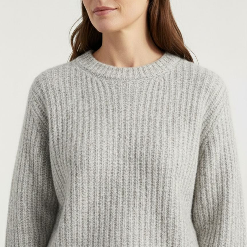Ella Ribbed Hand-Knitted Himalayan Cashmere Sweater For Women