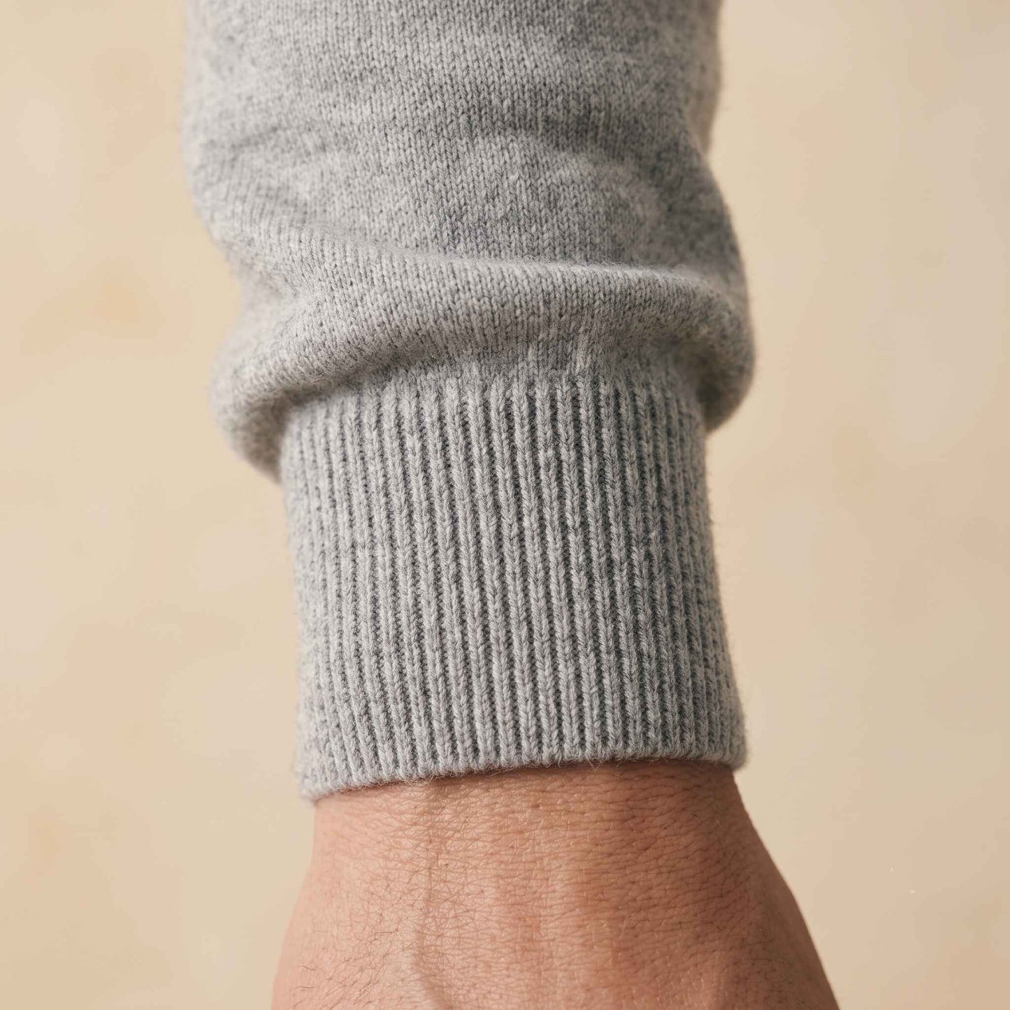 Men's undyed cashmere quarter-zip sweater, Executive in Light Grey Melange - view 5