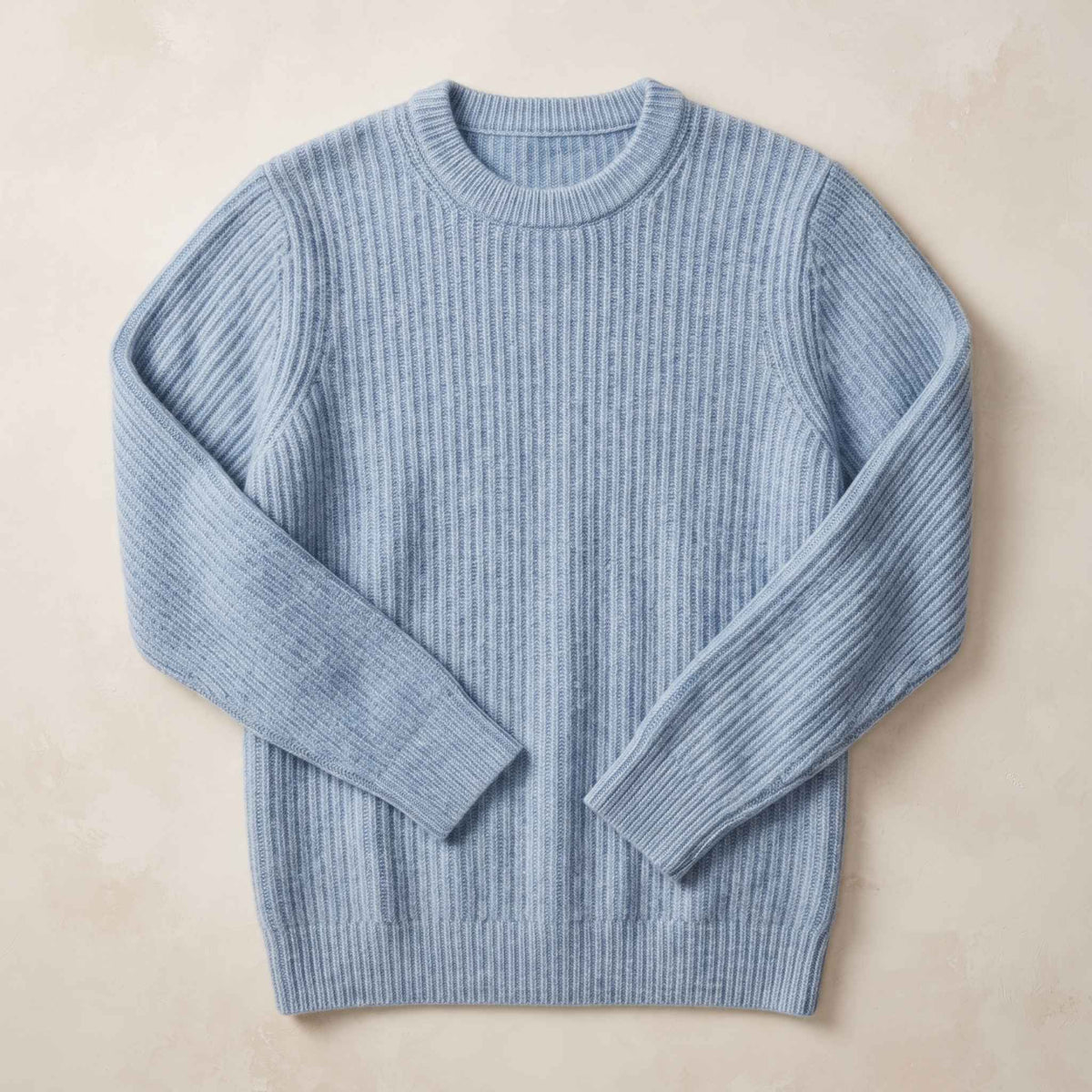 Men's ultra-thick 4-ply cashmere crewneck sweater in Sky Blue — view 1