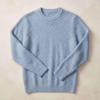 Men's ultra-thick 4-ply cashmere crewneck sweater in Sky Blue — view 1