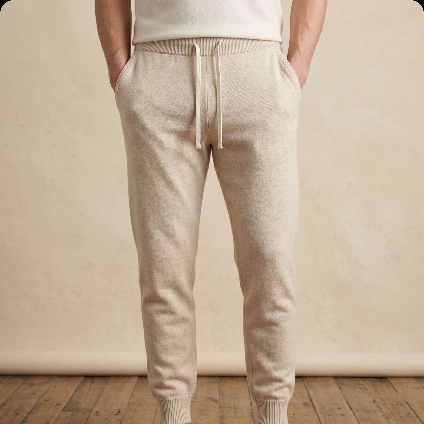 The Zenith Pure Himalayan Cashmere Jogger For Men in Off-White — Himalayan cashmere, view 1