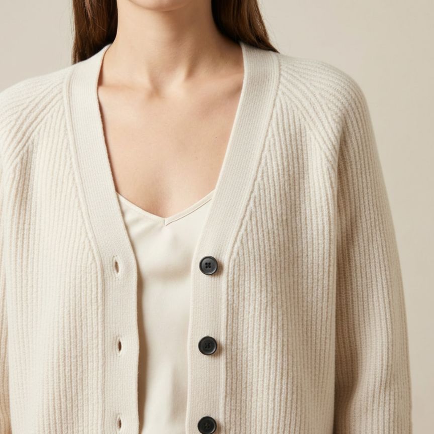 The Lhotse V-Neck Cardigan Chunky Knit Himalayan Cashmere For Women