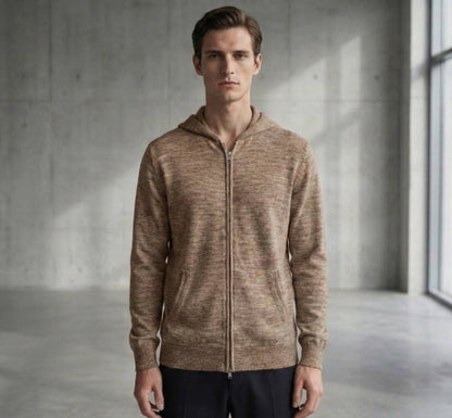 The Kora Zip Hoodie | Heavyweight Undyed Cashmere (375g) Toast Melange