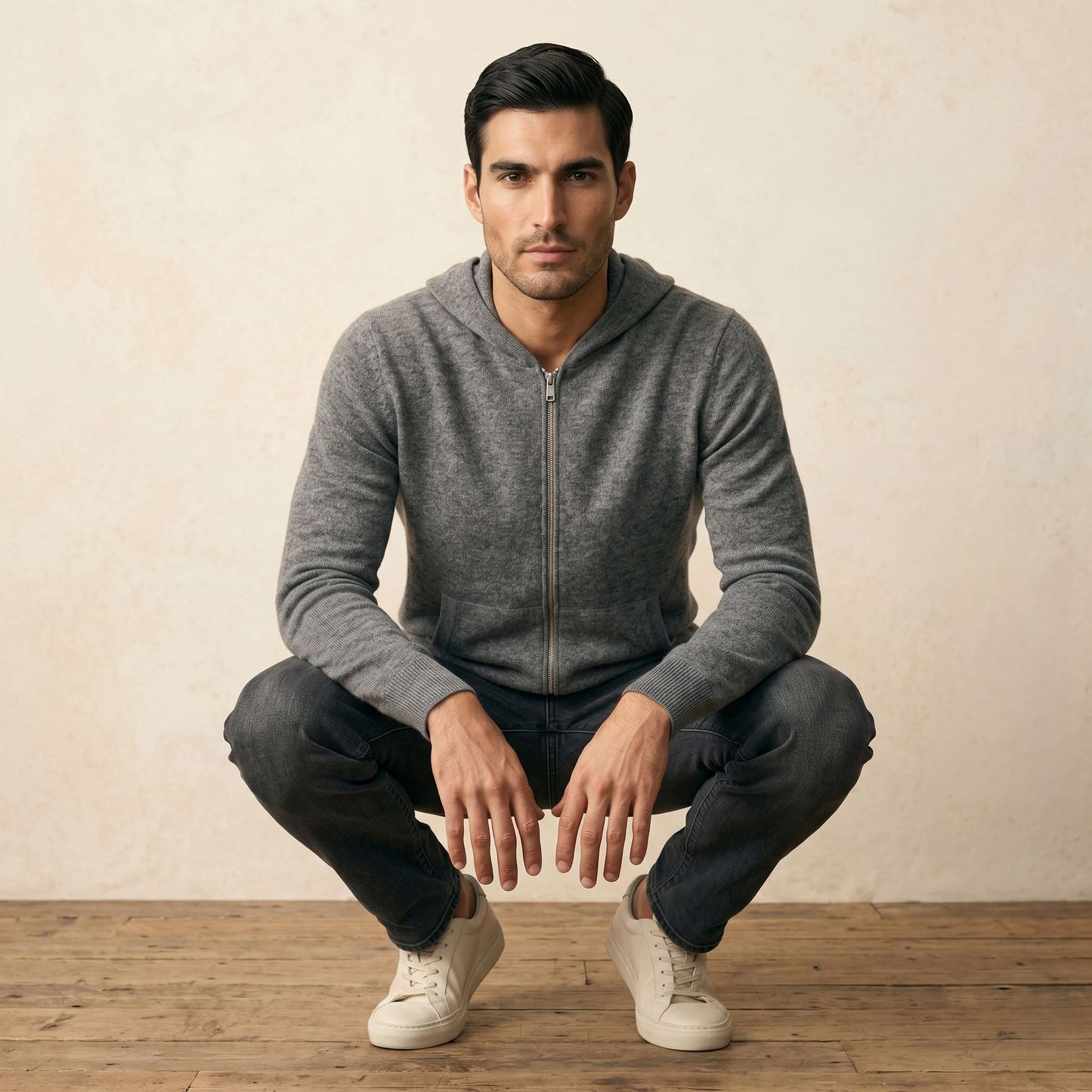 Original Kora Zip Undyed Himalayan Cashmere Hoodie For Men — Himalayan cashmere, view 27