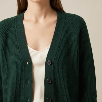 The Lhotse V-Neck Cardigan Chunky Knit Himalayan Cashmere For Women