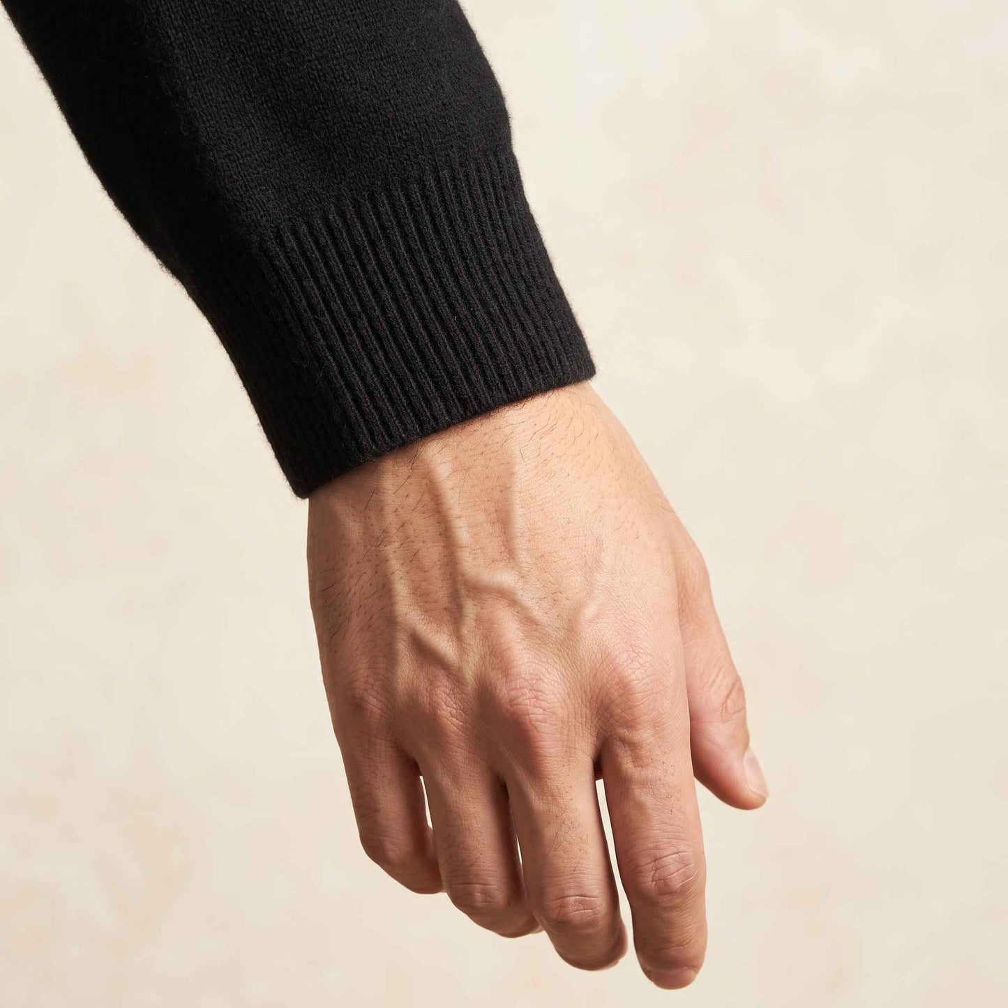 Men's cashmere half-zip sweater, Embrace in Deep Onyx - view 1