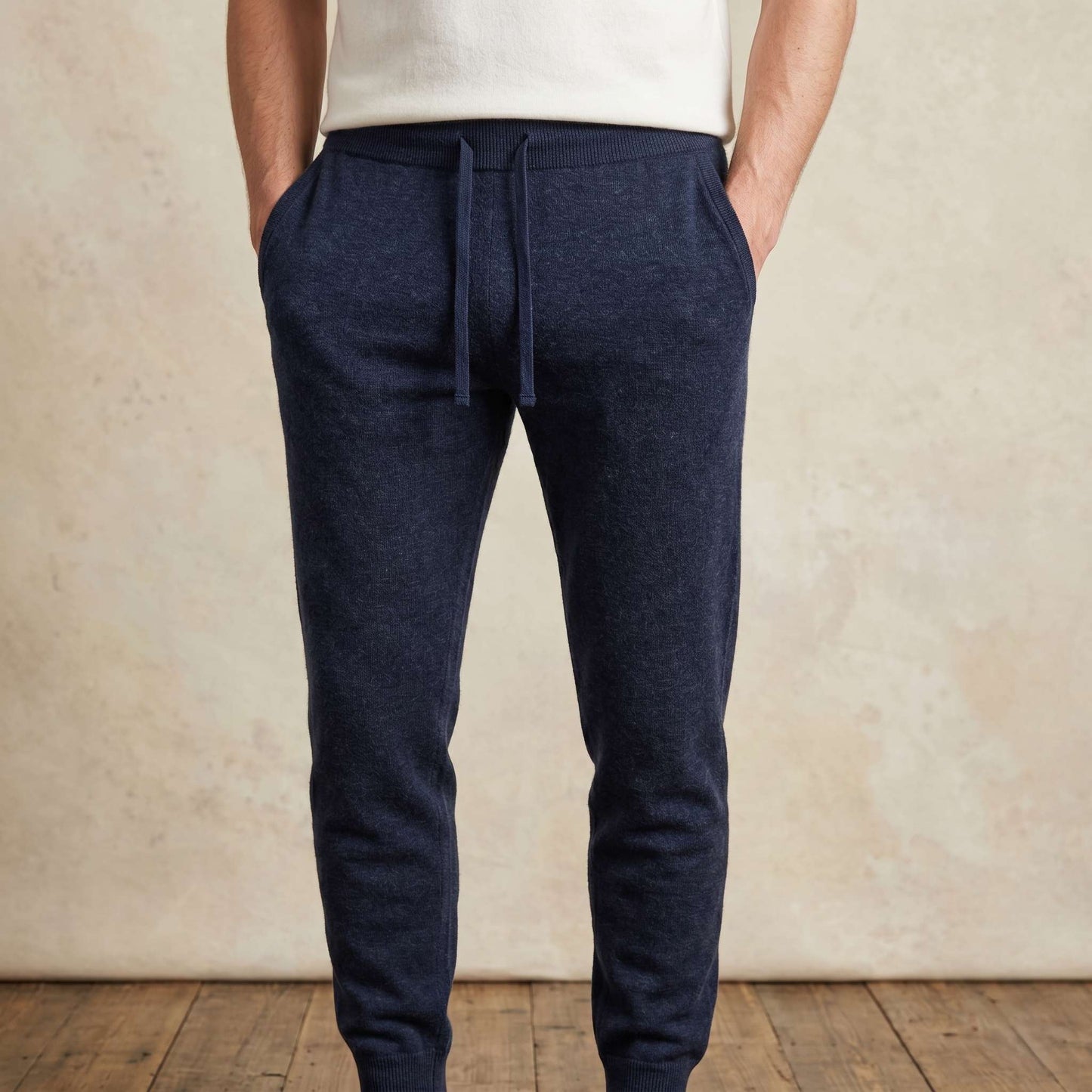 The Zenith Pure Himalayan Cashmere Jogger For Men in Navy Blue — Himalayan cashmere, view 1