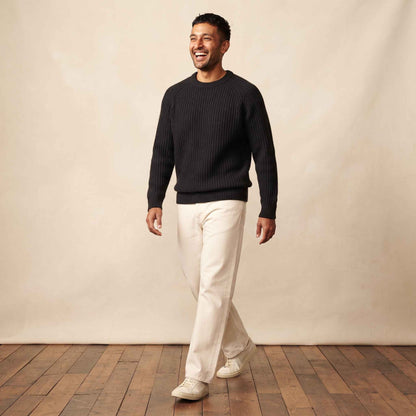 Men's ultra-thick 4-ply cashmere crewneck sweater in Black — view 1