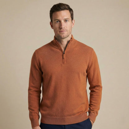 Pure Himalayan Cashmere Half-Zip | Men's Embrace Sweater Amber