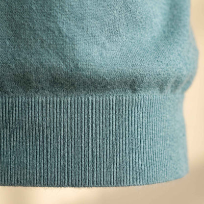 Men's cashmere half-zip sweater, Embrace in Heathered Jade - view 7