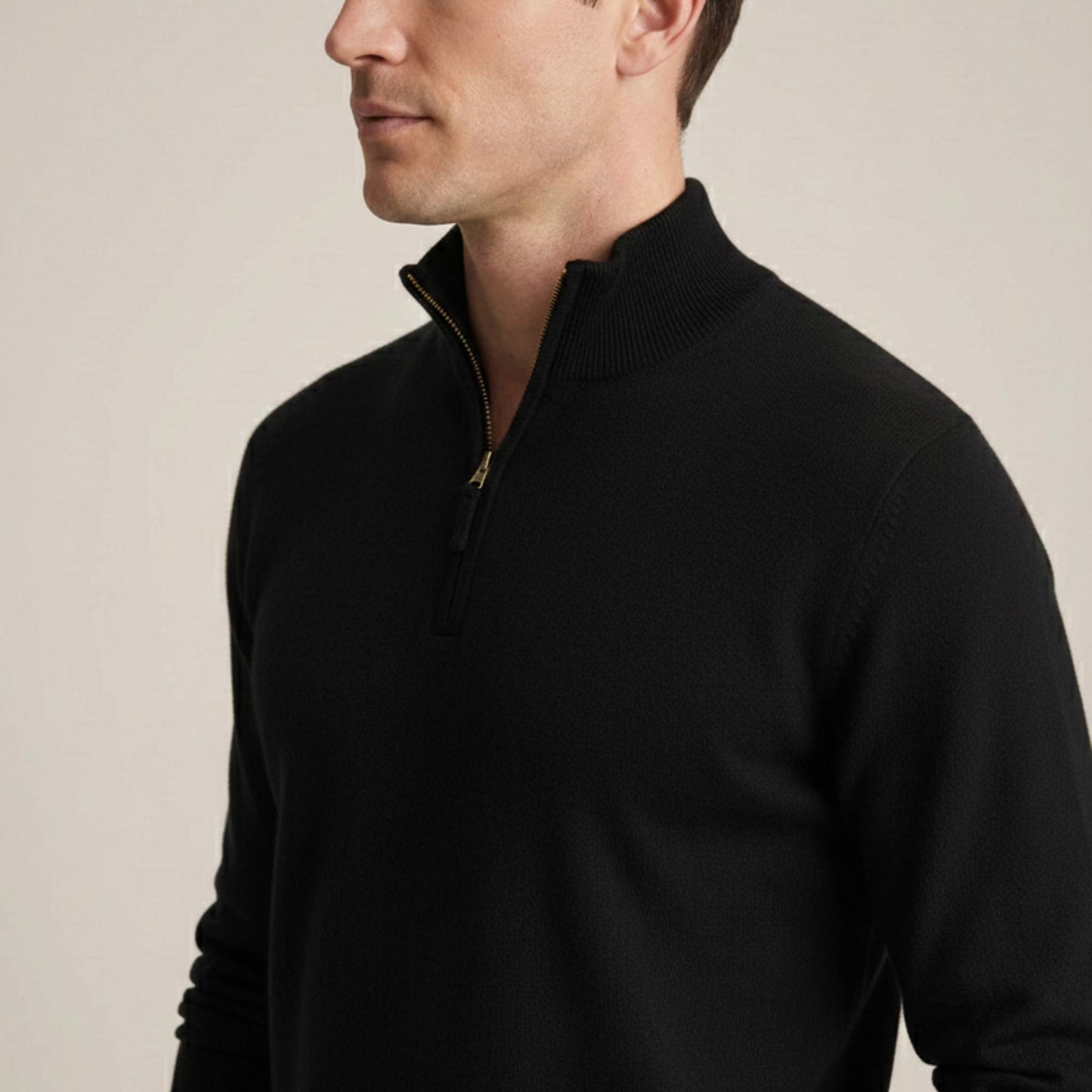 Premium Quality Onyx Himalayan Cashmere Half-Zip Men's Embrace Sweater