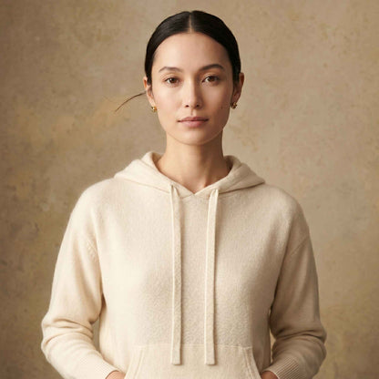 100% Cashmere Women's Pullover Hoodie — 2-Ply 16-Micron Himalayan Cashmere