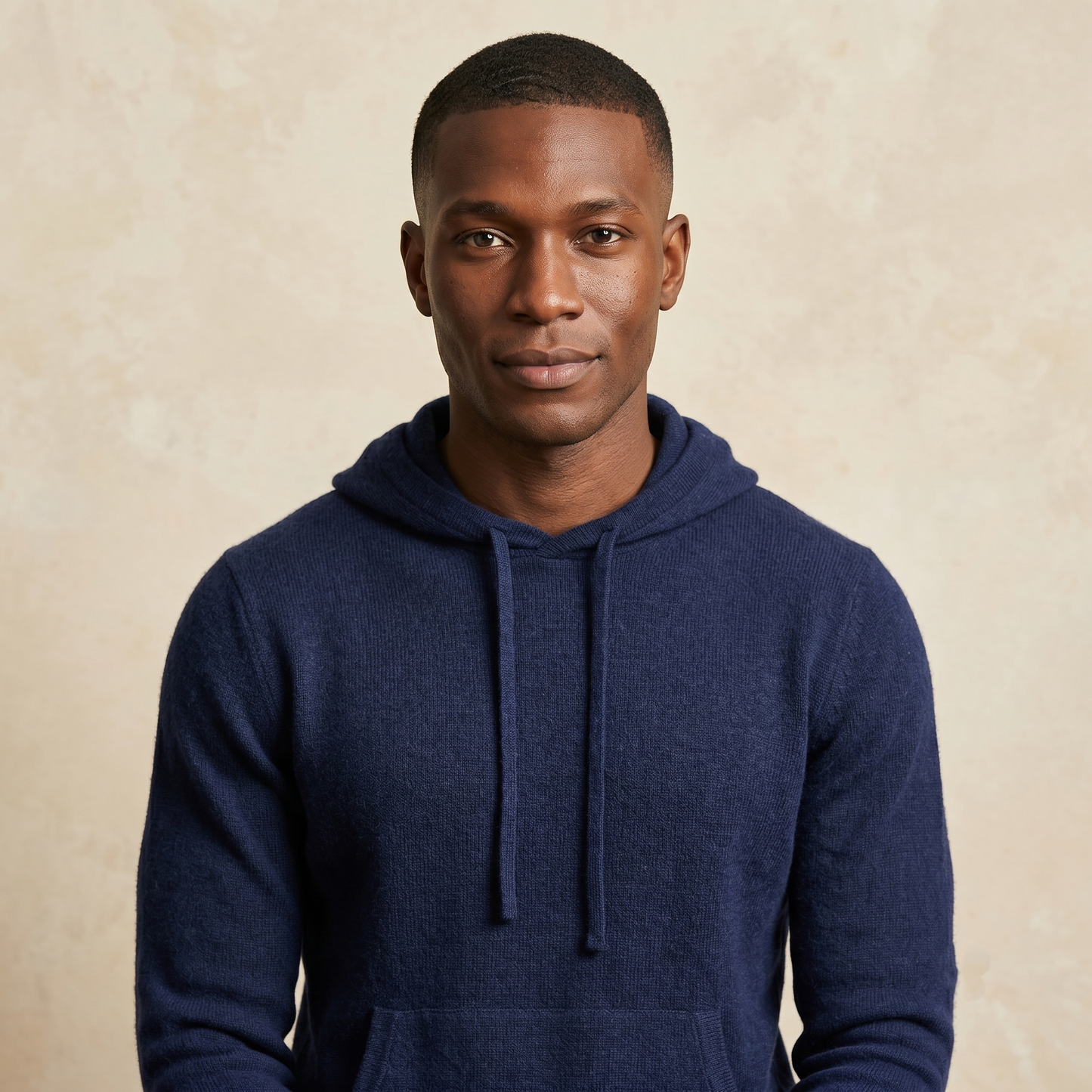 Mustang Himalayan Cashmere Hand-Finished Hoodie For Men - Dark Navy