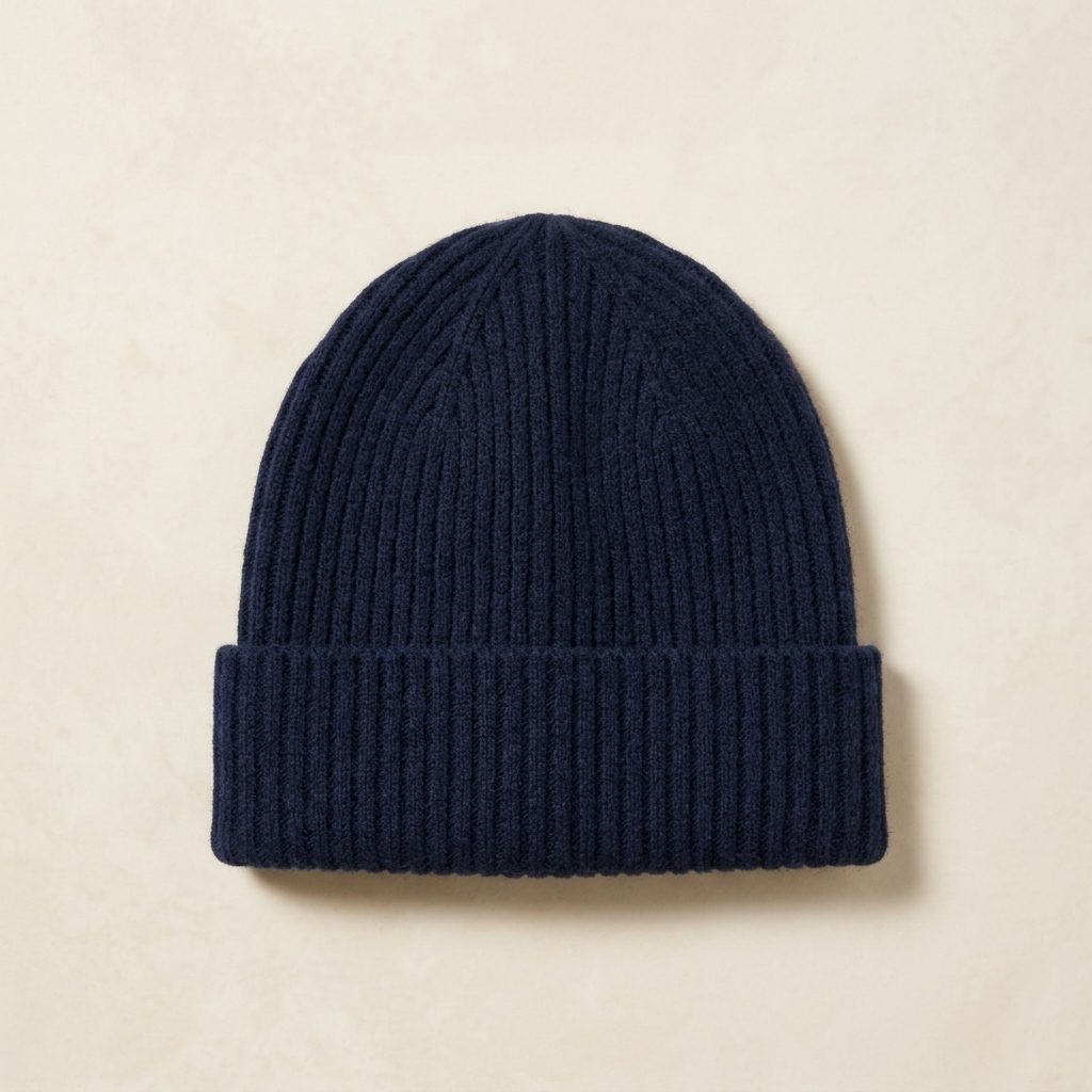 HRNV Men's Cashmere Beanie - Haven Ribbed Navy 2