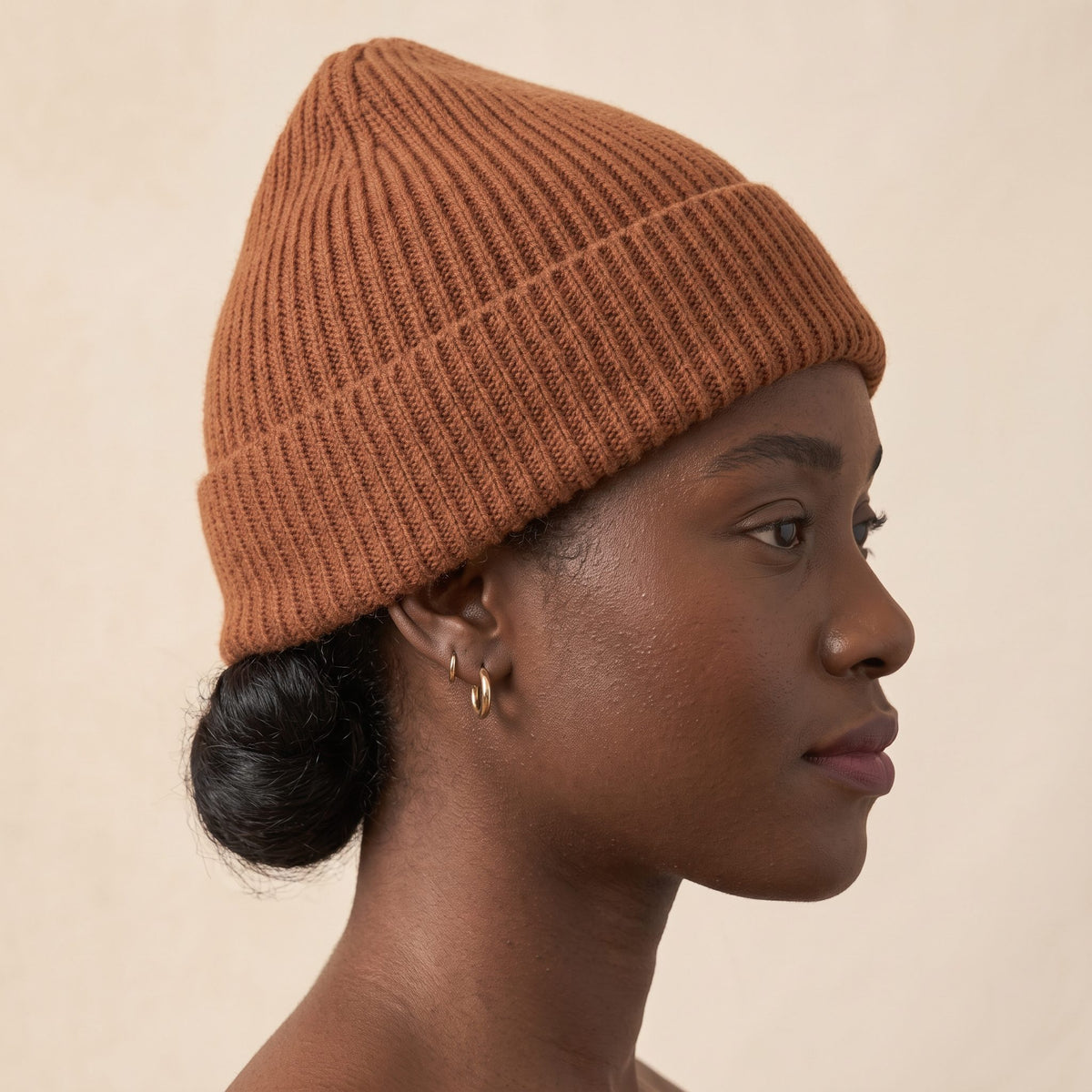 WRAM Women's Cashmere Beanie - Haven Ribbed Amber 4