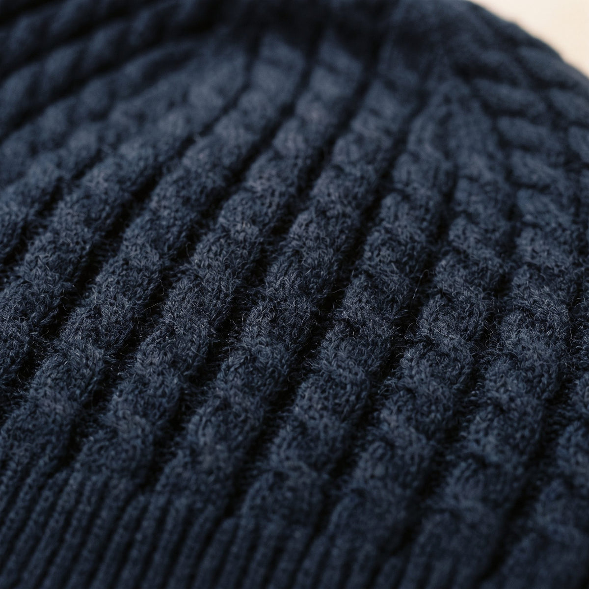HCNV Men's Cashmere Beanie - Heritage Cable Knit Navy 1