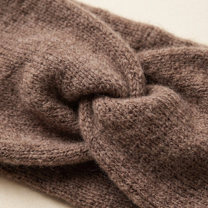 Gomba twisted-front cashmere headband in Brown, twist detail