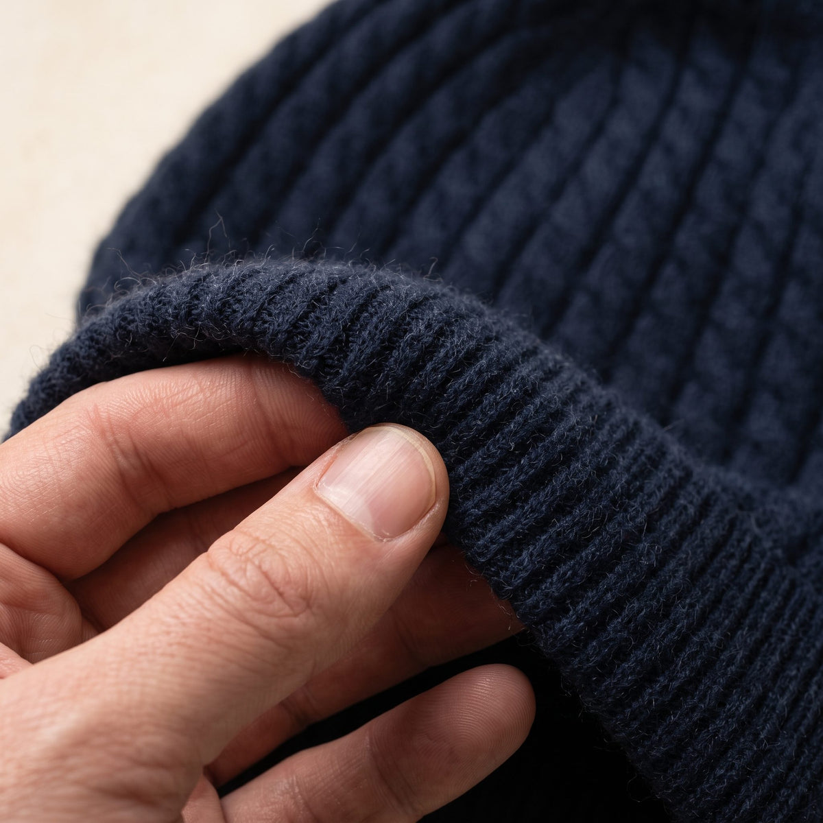 HCNV Men's Cashmere Beanie - Heritage Cable Knit Navy 2