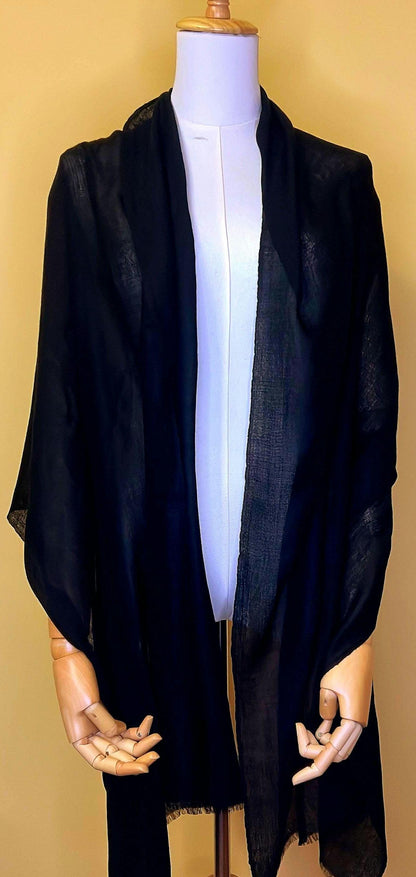 100% Pure Himalayan Cashmere Pashmina Shawl - Dolpo Collection Ebony Black