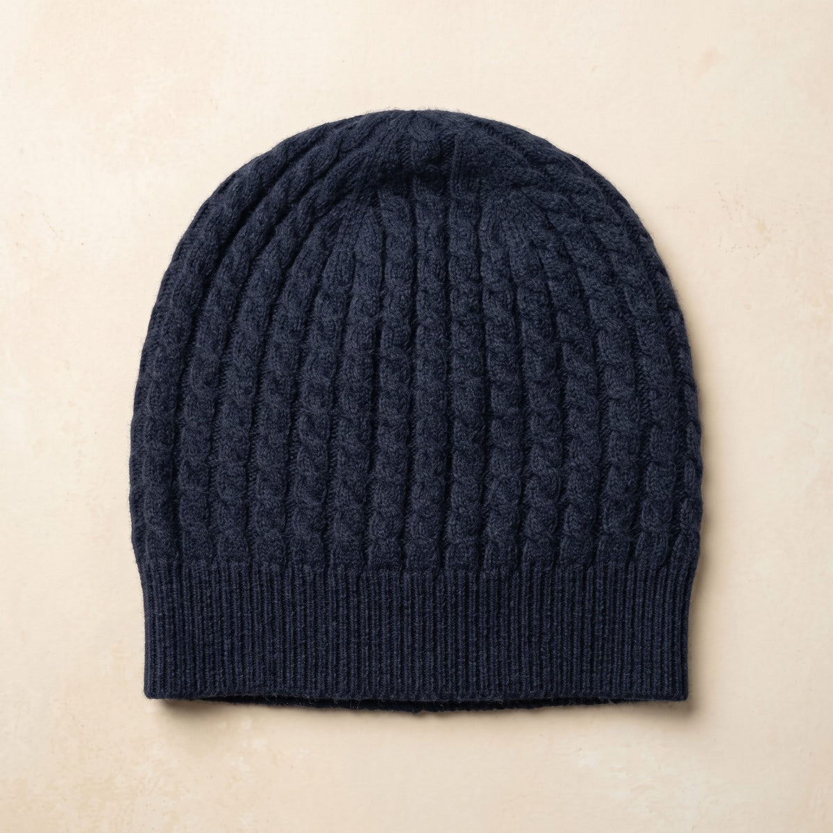 HCNV Men's Cashmere Beanie - Heritage Cable Knit Navy 3