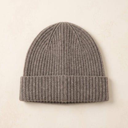 WRTM Women's Undyed Cashmere Beanie - Haven Ribbed Toast Melange 1
