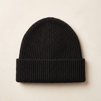 WRBK Women's Cashmere Beanie - Haven Ribbed Black 1