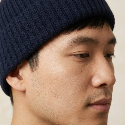 HRNV Men's Cashmere Beanie - Haven Ribbed Navy 6