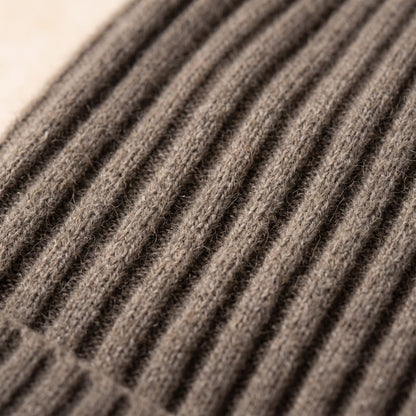 WRTM Women's Undyed Cashmere Beanie - Haven Ribbed Toast Melange 3
