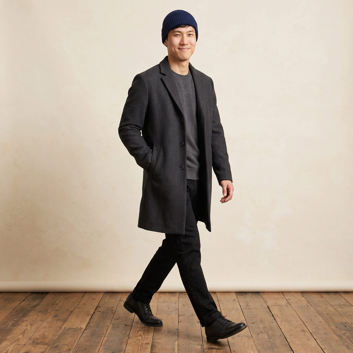 HRNV Men's Cashmere Beanie - Haven Ribbed Navy 7