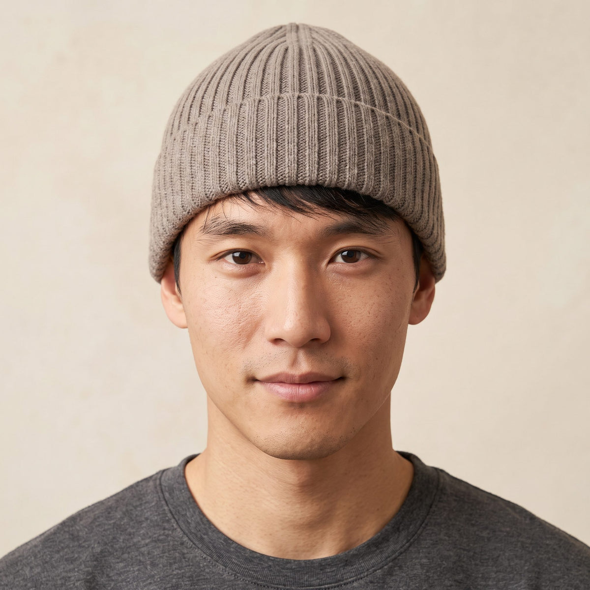 HRTM Men's Undyed Cashmere Beanie - Haven Ribbed Toast Melange 4