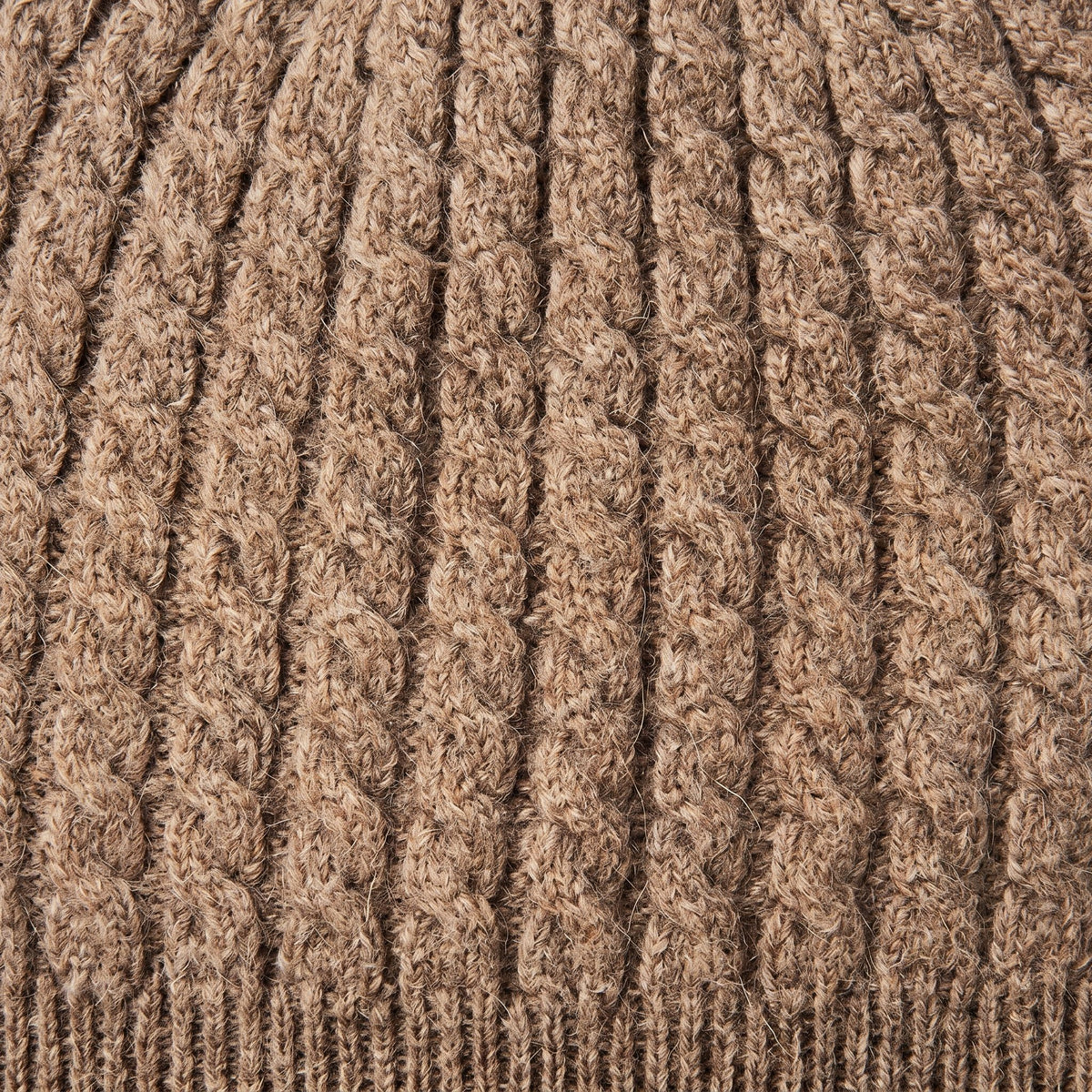 HCTM Men's Undyed Cashmere Beanie - Heritage Cable Knit Toast Melange 2