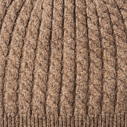 HCTM Men's Undyed Cashmere Beanie - Heritage Cable Knit Toast Melange 2