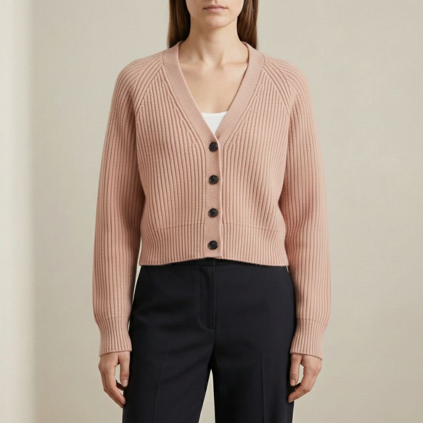 The Lhotse V-Neck Cardigan Chunky Knit Himalayan Cashmere For Women