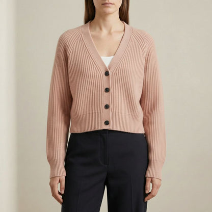 The Lhotse V-Neck Cardigan Chunky Knit Himalayan Cashmere For Women