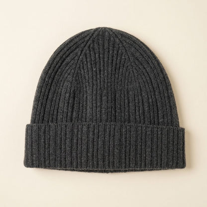 HRDM Men's Undyed Cashmere Beanie - Haven Ribbed Dark Grey Melange 3