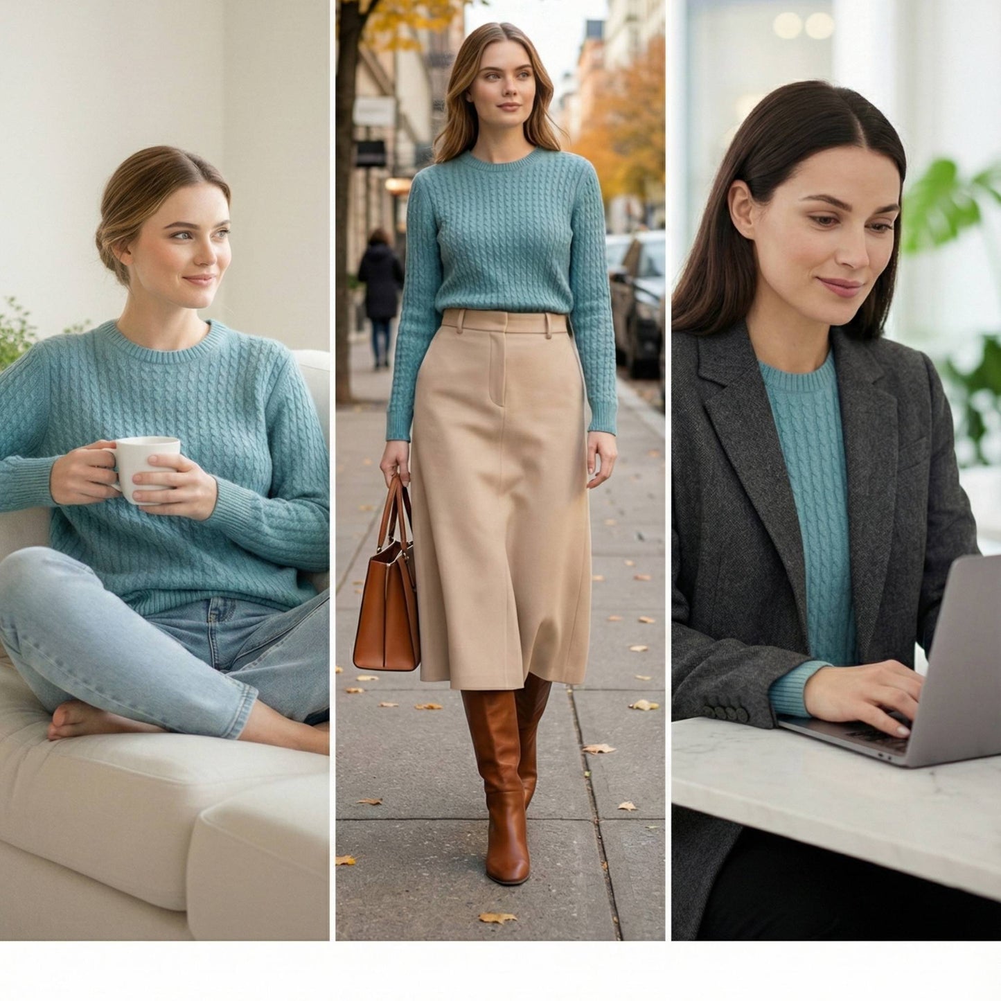 Grace Cable-Knit Cashmere Crewneck | 100% Pure Himalayan Women's Sweater
