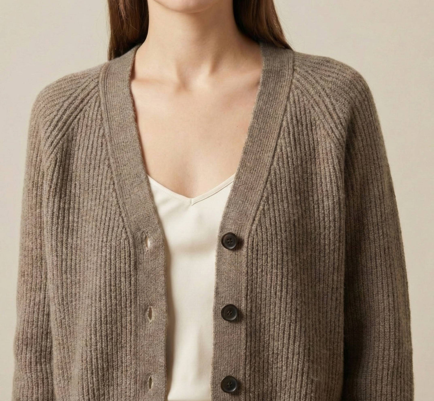 The Lhotse V-Neck Cardigan Undyed Himalayan Cashmere For Women