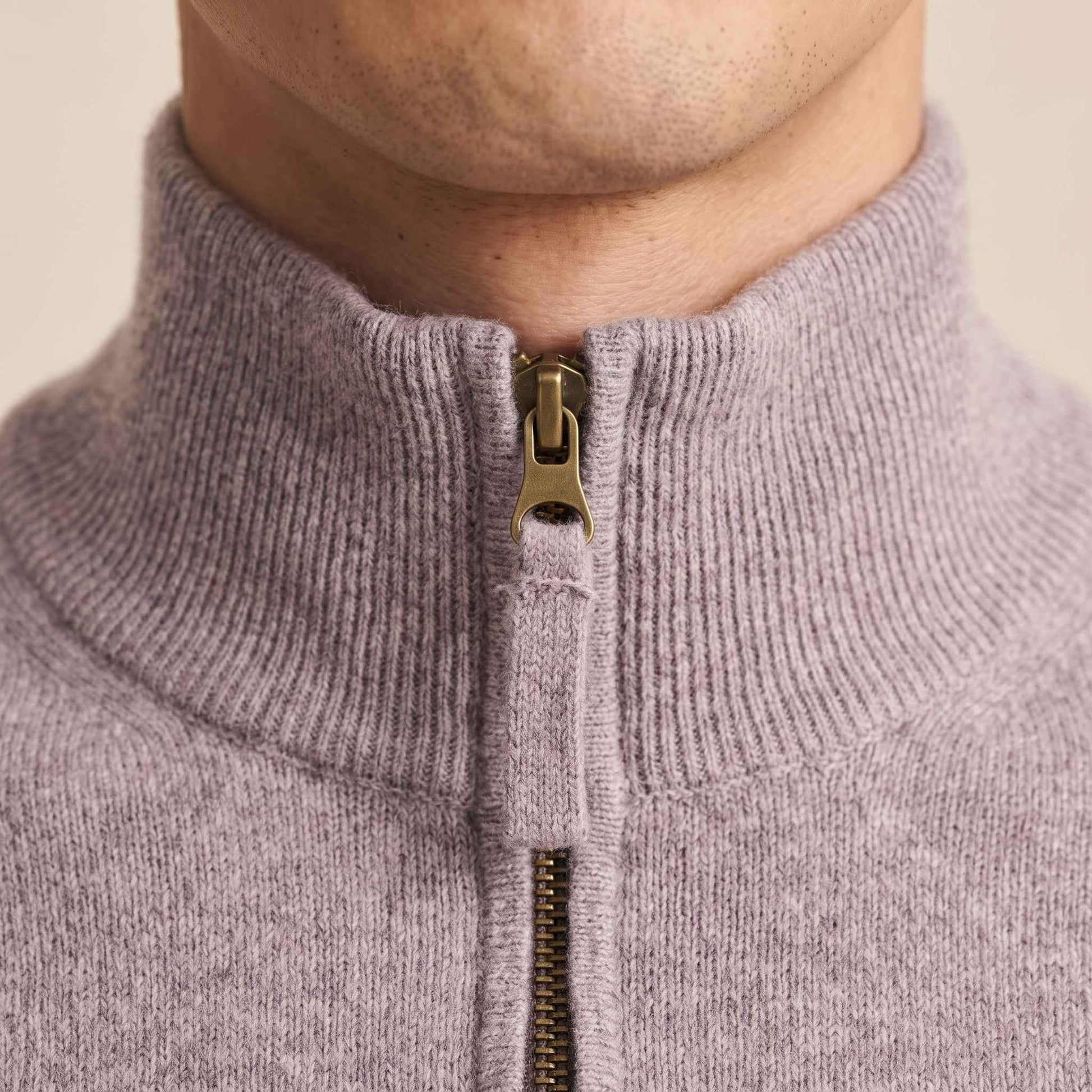Men's cashmere half-zip sweater, Embrace in Fog - view 4