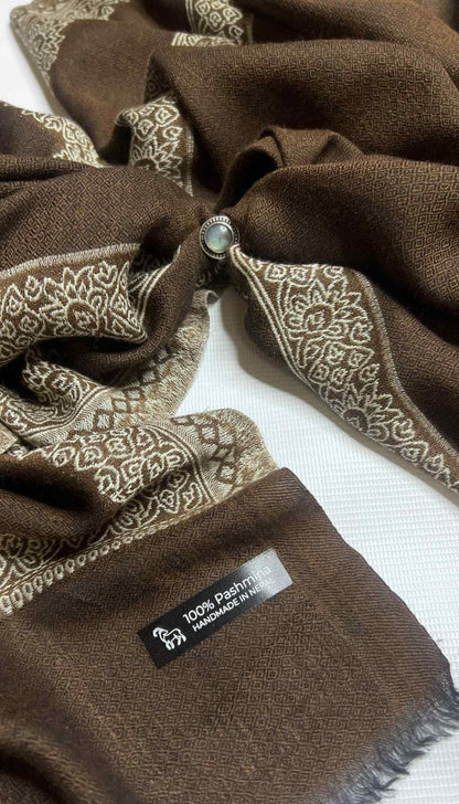 100% Pure Himalayan Cashmere Pashmina Shawl - Signature Neutral & Pattern Collection