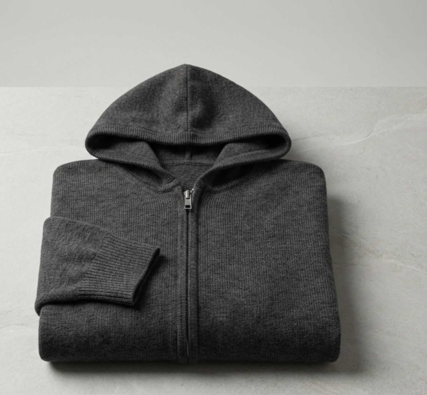 Exclusive Dark Grey Melange Kora Zip Cashmere Hoodie