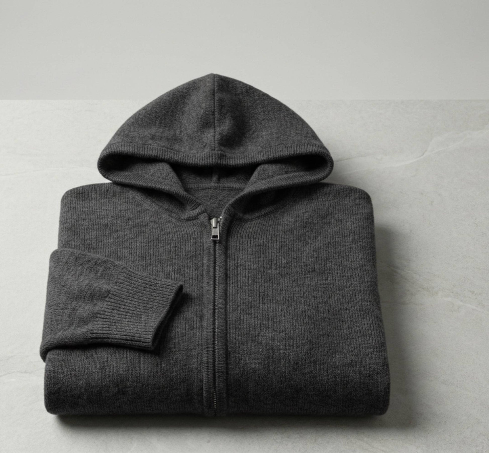 Exclusive Dark Grey Melange Kora Zip Cashmere Hoodie