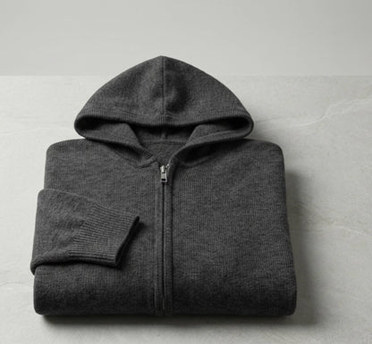 Exclusive Dark Grey Melange Kora Zip Cashmere Hoodie