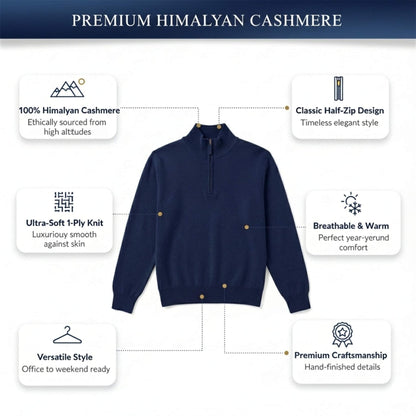 Pure Himalayan Cashmere Half-Zip | Men's Embrace Sweater Features