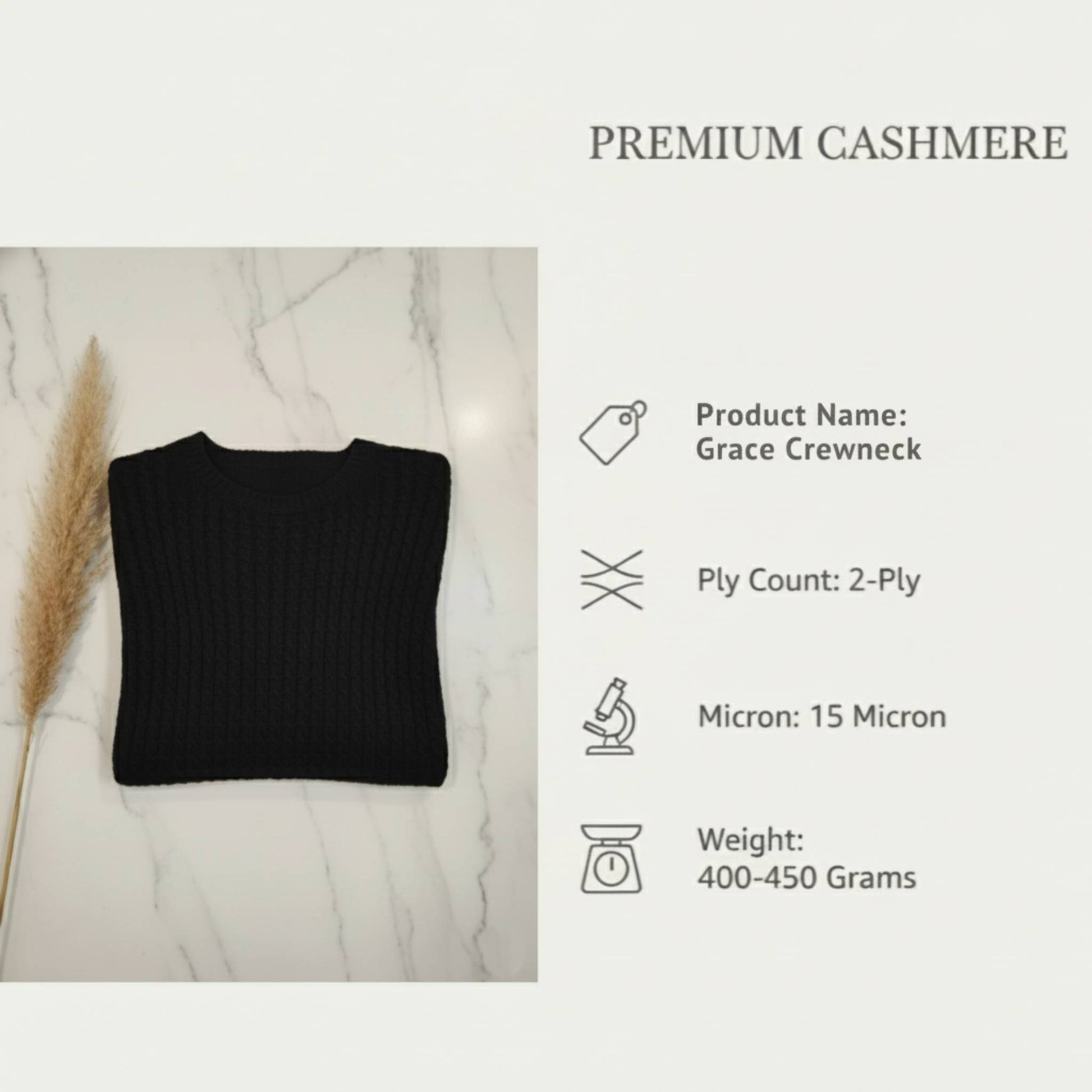 Grace Cable-Knit Cashmere Crewneck | 100% Pure Himalayan Women's Sweater