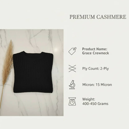 Grace Cable-Knit Cashmere Crewneck | 100% Pure Himalayan Women's Sweater